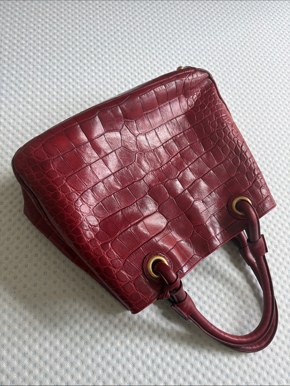 Furla‎ Red Crocodile-Embossed Shoulder Bag